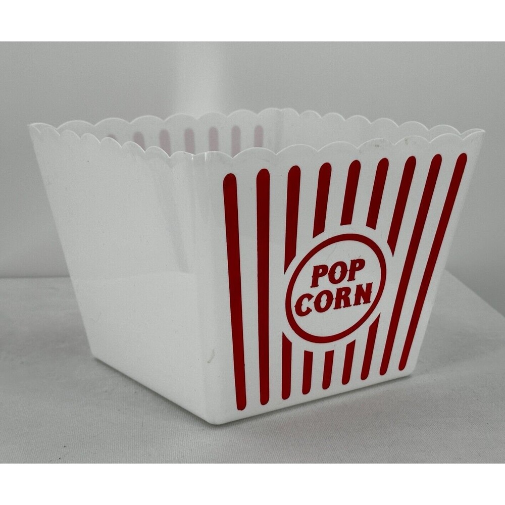 RETRO POPCORN TUB~Reusable Plastic Bucket 8.75"~ Super Bowl~ Oscars Party~Movies